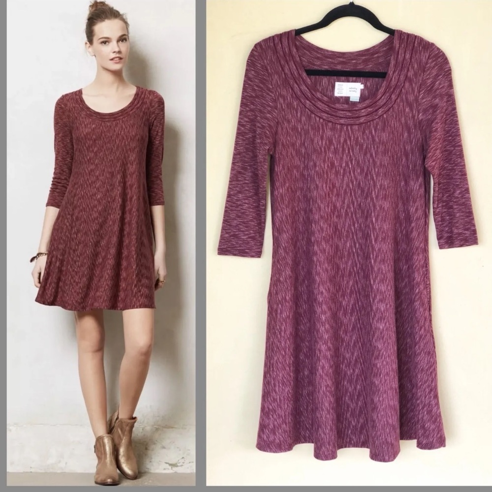 Anthropologie by Saturday Sunday Narva Maroon/ Red Wine Swing Dress Size XS